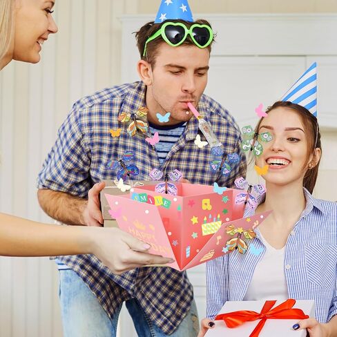 Butterfly Explosion Pink Gift Box ، DIY Surprise Surprise Out ، صندوق الفراشة الطائر ، Surprise Pink Exploding Gift Fox لعيد الفصح ، عيد الأم ، التخرج ، أعياد الميلاد ، حفل زفاف ، ذكرى سنوية in Kuwait