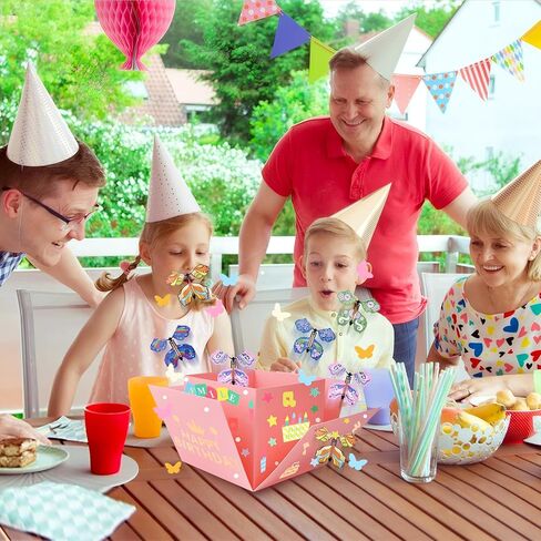 Butterfly Explosion Pink Gift Box ، DIY Surprise Surprise Out ، صندوق الفراشة الطائر ، Surprise Pink Exploding Gift Fox لعيد الفصح ، عيد الأم ، التخرج ، أعياد الميلاد ، حفل زفاف ، ذكرى سنوية in Kuwait