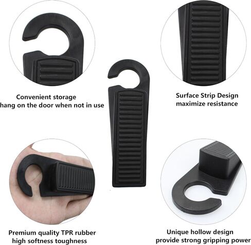 4 PCS Rubber Hook Type Door Stoppers, Door Stopper Wedges, Door Stoppers for Bottom of Door (Black) in Saudi Arabia