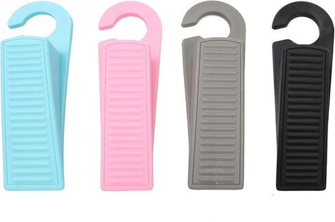 4 PCS Rubber Hook Type Door Stoppers, Door Stopper Wedges, Door Stoppers for Bottom of Door (Black) in Saudi Arabia