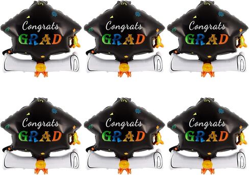 Graduation Cap Balloons, Large Academic Cap Shaped Black Mylar Graduation Foil Balloons, Grad Hat balloons for 2024 Graduation Party Decorations (Black Gold) in Saudi Arabia