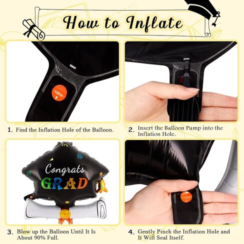 Graduation Cap Balloons, Large Academic Cap Shaped Black Mylar Graduation Foil Balloons, Grad Hat balloons for 2024 Graduation Party Decorations (Black Gold) in Saudi Arabia