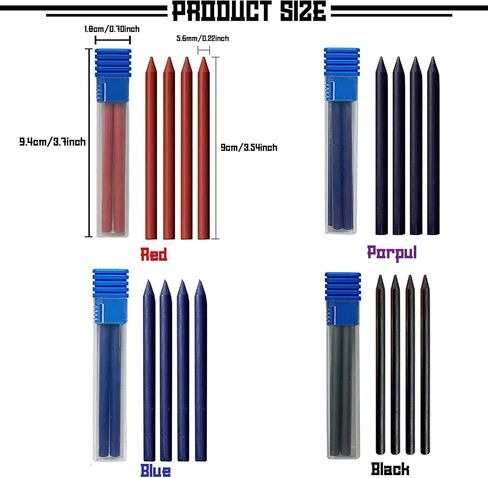 5.6mm Metal Mechanical Pencil Set with Clip Metal Mechanical Clutch Graphite Pencil Lead Pencil and 4pcs Lead For Construction, Draft Drawing, Crafting, Art Sketching (4 colors lead set) in Saudi Arabia