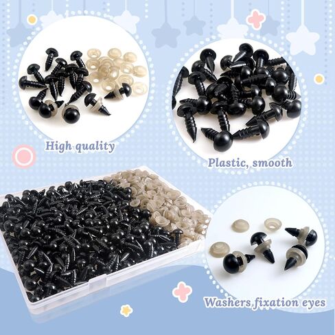 TOAOB 300pcs Safety Eyes for Amigurumis with Washers 8mm Craft Crochet Eyes for Crocheting Stuffed Animals Bears Doll Making in Saudi Arabia