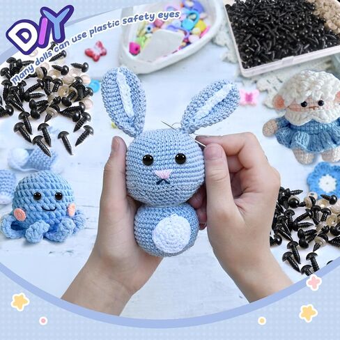 TOAOB 300pcs Safety Eyes for Amigurumis with Washers 8mm Craft Crochet Eyes for Crocheting Stuffed Animals Bears Doll Making in Saudi Arabia