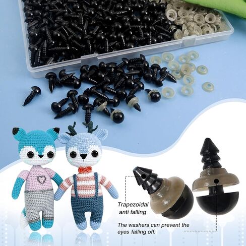 TOAOB 300pcs Safety Eyes for Amigurumis with Washers 8mm Craft Crochet Eyes for Crocheting Stuffed Animals Bears Doll Making in Saudi Arabia