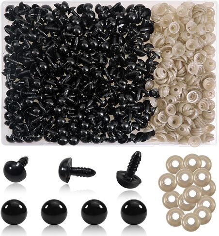 TOAOB 300pcs Safety Eyes for Amigurumis with Washers 8mm Craft Crochet Eyes for Crocheting Stuffed Animals Bears Doll Making in Saudi Arabia