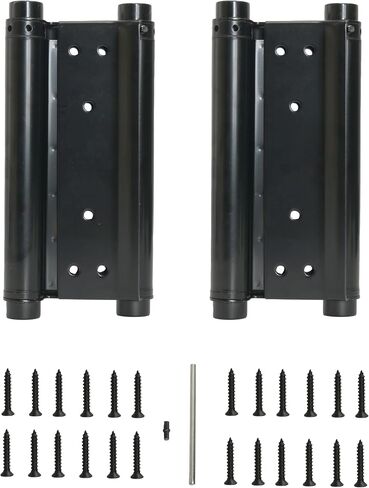 8inch Black Double Action Spring Hinges, Self Closing Door Hinges for Cafe Saloon Pub Swinging Doors, 201 Stainless Steel, Including Pins and Screws, 4Pack in Kuwait