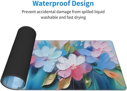 Gaming Mouse Pad, Large Non-Slip Rubber Base Mousepad, Keyboard Mouse Mat, Desk Pad with Stitched Edges, 31.5x11.8inch, Oil Flower in Kuwait