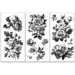 OLYCRAFT 3pcs/Set Black and White Rose Rub on Transfers for Furniture and Crafts 6x12 inch Sketch Rose Decor Transfer Stickers Floral Rub on Decals for Wood Furniture Scrapbooking Home Decorations