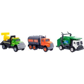 Diecast 3 عبوات ، شاحنة السحب ، شاحنة القمامة ، وناقلات ، متينة متينة 3 Diecast للأطفال الذين تتراوح أعمارهم بين 3+