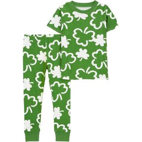 Carter's 2 Piece St. Patrick's Day Snug Fit Cotton Pajamas (Ivory/Green St. Patrick’s, 3T)