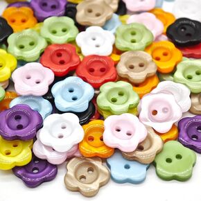 100-Pcs 1/2" Small Flower Buttons | Bulk Assorted Colorful Sewing Replacement Buttons for Sewing Crafts Clothes Decorations (12.5mm, 10 Colors, 10 Pcs/Color)