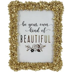 Vintage Picture Frame 5x7 Antique Golden Embossed Flowers Retro Ornate Photo Frames 5 by 7 inch for Wall and Tabletop Display Floral Home Decor