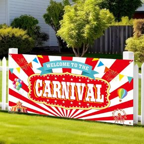 مرحبًا بك في Carnival Banner Carnival Decorations Circus Party Supplies Background for Circus موضوع زخارف الحفلات ، 71 × 35 بوصة