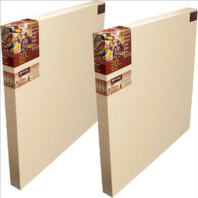 تحفة Z2DO-2020 3D Pro 2.5 "Deep Vintage L21C Belgian Linen 13.0 Oz Oil Premed Linen تمتد على قماش 20" × 20 "كريم 2 حزمة