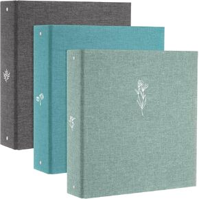 Ctosree 3 Pcs Aesthetic 3 Ring A4 Binder Linen Photocard Binder Large Sturdy Hardcover 2 Large Linen Pockets for Recipe Photo Office and School(Morandi Color,8.5 x 11, 2",Elegant)