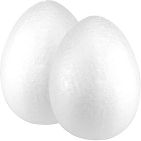 بيض الرغوة 2pcs ، بيض غير مكتمل ، بيض صلب فارغ لطلاء الحرف DIY ، زخرفة بيض عيد الفصح (7.5 بوصة)