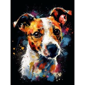 اللوحة الفنية الماسية العامة Dog Jack Russell Terrier Puppy Animal (1) Kit للبالغين اللوحة الفنية الماس بواسطة أرقام الأرقام Gem Art Wall Decor (Canvas 11.8 x15.8inch)