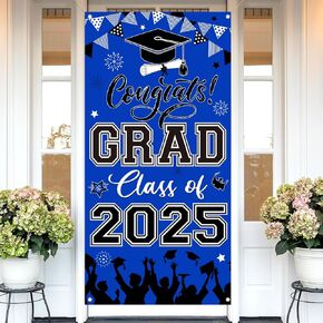 Red Graduation Decorations Class of 2025 Congrats Grad Banner - Graduation Door Cover for High School College Grad Party Supplies Indoor Outdoor Decorations
