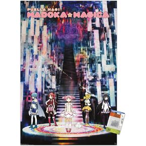 Trends International Puella Magi Madoka Magica Wall Poster ، 22.37 "× 34.00" ، ملصق ودفع حزمة دبوس