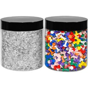 Jikiou 800 Count Clear Push Pins و 800 Count 8 Color