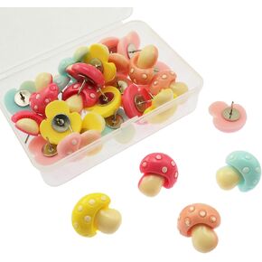 1 صندوق من 30pcs دبابيس الفطر صورة الحائط Thumbtacks Cork Board Fixing Photo Decoration Marker Pins for Home Office Supplies Classroom Photo Map Map Pulletin Phins Haha