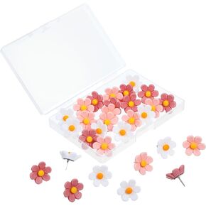 30 PCS دبابيس دفع زهرة ، مسامير الإبهام الزخرفية ، دبابيس دفع لطيفة للوحة الإعلانات ، دبابيس الدفع للجدار ، دبابيس لوحة الفلين ممتعة لمكاتب خريطة الجدار.