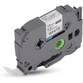 12mm 0.47 Laminated Black on White Label Tape Replacement for TZC231, Label Maker Tape for TZe 131, TZe 231, TZe 431, TZe 531, TZe 631, TZe 731(1Pcs)
