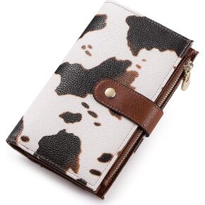 Womens RFID Blocking Wallet, Slim Thin Leather Bifold Card Holder Wallet, Large Capacity Multi Cards Case, Ladies Long Wallet Purse with Clear ID Window/Zipper Coin Pocket/Pen Holder/Adjustable Buckle