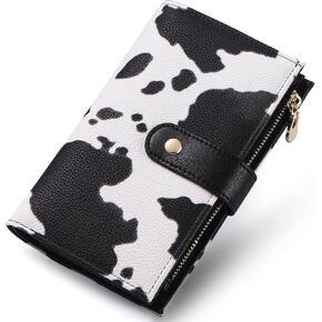 Womens RFID Blocking Wallet, Slim Thin Leather Bifold Card Holder Wallet, Large Capacity Multi Cards Case, Ladies Long Wallet Purse with Clear ID Window/Zipper Coin Pocket/Pen Holder/Adjustable Buckle in Kuwait