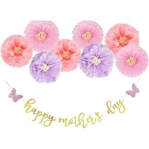 أدوات البالونات في عيد الأم ديكورات البالون 16 بوصة من جديد في عيد الأم عيد الأم أفضل زينة البالون لأم لأم عيد الأم (مجموعة لافتة الزهور الأرجواني)