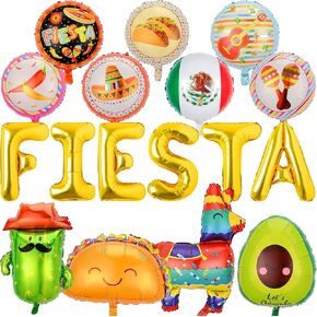 ديكورات بالون Cinco de Mayo Fiesta ، 17 PCS بالونات الحفلات الضخمة تاكو ، مستلزمات العيد للحفلة المكسيكية