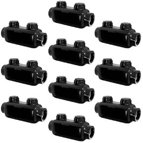 OHLECTRIC 10 Pack - in-Line Splice Connector - 250-6 AWG - Black Insulated Connector - 5/16 Allen Hex - Rugged Di-Electric Rubber/Vinyl Coating - Aluminum Connector for CU9AL Wires