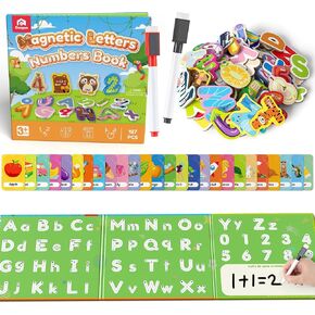 أرقام الرسائل المغناطيسية Coogam ، كتاب Alphabet Math Lating Hand Loom Dry Erase لمطابقة الإملاء ، لعبة التعلم التعليمي لعبة لـ 3 4 4 سنوات من الأطفال الصغار