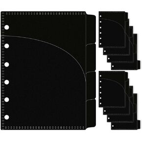 NatsumeBasics 8pcs أسود A7 Binder Pocket Dividers 4 علامات التبويب Mini Planner إدراج الأظرف النقدية PP لـ 6 مستلزمات ملحقات الموازنة (الأسود 3.5 ")