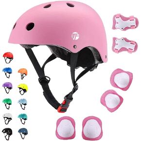 Adjustable Kids Toddler Helmet with Knee Pads,Elbow Pads & Wrist Guards,Bike Helmet for Ages 3-5,5-8,8-14,Boys & Girls Helmets and Pads Set for Skateboard,Skating,Biking,Cycling