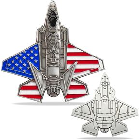 US Air Force Colorized F-35 Fighter Jet Challenge Coin – Military Coins USAF Air Force Gift for Airman Veterans & Collectors