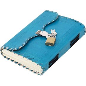 مجلة جلدية مع قفل ومفتاح ، وسادة الكتابة الفارغة مفترق Notepad Men & Women Paper غير المبطنة أفضل مقدمة فنية كراسة الرسم السفر لكتابة كتاب الظل (الوردي)
