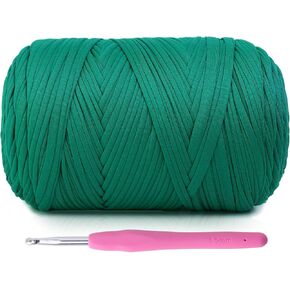 800G (228Yds) Tshirt Yarn for Crochet - T Shirt Yarn for Crocheting with Beginner Crochet Bags/Baskets/Coasters/DIY, T-Shirt Yarns with High Elastic Thick Yarns Polyester Fabric (Khaki)