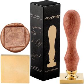 CRASPIRE BLANK WAX SEAL SEAT 30 مم مربع مربع خمر قابلاً للإزالة من النحاس النحاس الخشب مقبض ختم ختم الشمع دون نقش لحفل الزفاف الدعوي CRADS DISTION