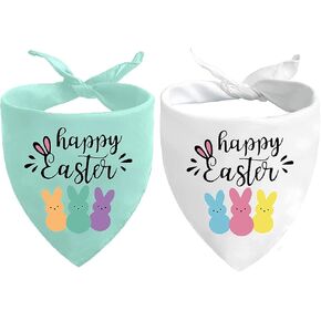 Dog Dog Bandanas Puppy Dicf - Happy Easter Peeps Cog Cles - 2 PCS مثلث قابل للتعديل