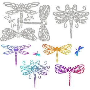 Globleland Dragonfly Cutting Dies Template S for DIY Scrapbooking Gransing Cards Making Album Decoration Decoration ، Matte Platinum