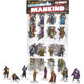 Arcknight Flat Plastic Miniatures: Mankind; 62 Unique Human-Themed Minis for DND 5e and Pathfinder; Affordable, Skinny Figurines for Dungeons and Dragons and Other Tabletop RPG Games