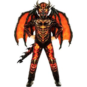 Morph Lava Dragon Costume Kids with Wings Boys Red Fire Lizard Halloween Costumes For Boys