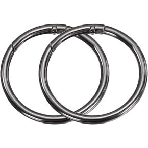 Harfington 2pcs Metal Spring O Rings 2 "Trigger Spring Keyrings Buckle Round Clip Snap Clip for Diy Keychains Base Based حقيبة يد ، أسود