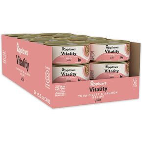 Applaws Vitality Wet Cat Food Paté ، طعام القطط المعلبة الطبيعية ، الطعام الرطب للقطط ذات الفيتامينات والمعادن الإضافية ، خالية من الحبوب ، خالية من الكاراجينان ، مختارة مجموعة متنوعة من الأسماك (12 عدد ، 5.5 أونصة)