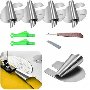 WILSEM Sewing Rolled Hemmer Foot 4 Sizes Wide Rolled Hem Pressure Foot Home Industrial Curved Scroll Hemmer Foot (4Pcs-7/8/9/10mm) Kotomi, Silver