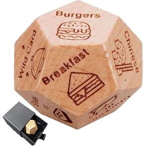 Gifts for Him Her, Date Night Dice Couples Gift, Food Dice, Dinner Dice, Wood Food Decision Dice,Gifts for Boyfriend Girlfriend Wife Husband (Love dice)