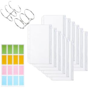 KLMNOP 25 PCS A6 SIZE CIRNITE EDELE CASE ، وتخزين إبر الحياكة المستديرة مع ورق الملصقات و 2 من الحلقات ، وحامل إبرة الحياكة الكابل لجمع الإبر الحياكة (واضح)